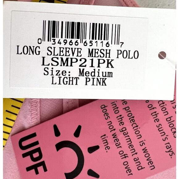 Golftini Golf Top Polo Shirt Women Medium Pink Long Sleeve UPF 30 Sun Protection - Picture 7 of 13